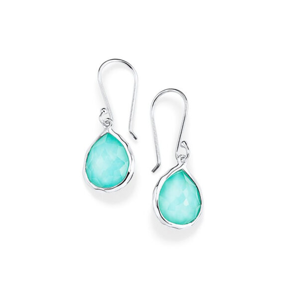 Rock Candy Mini Teardrop Earrings in Turquoise & Rock Crystal