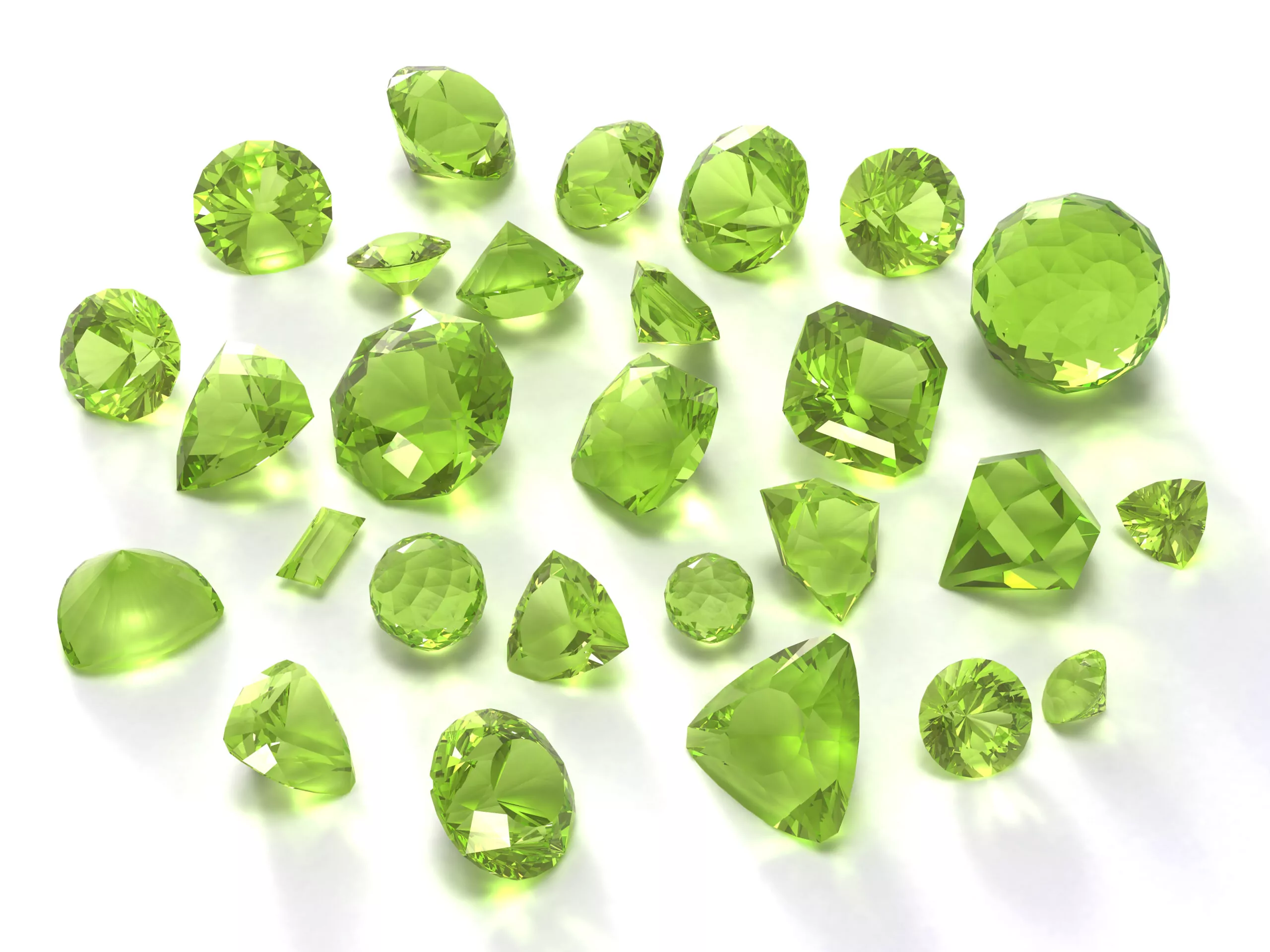 August Birthstone, peridot or chysolite gems