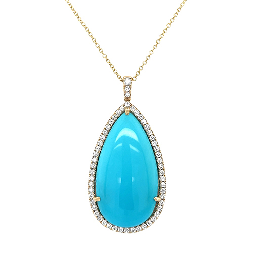 14.86ct Sleeping Beauty Turquoise And Diamond Pendant