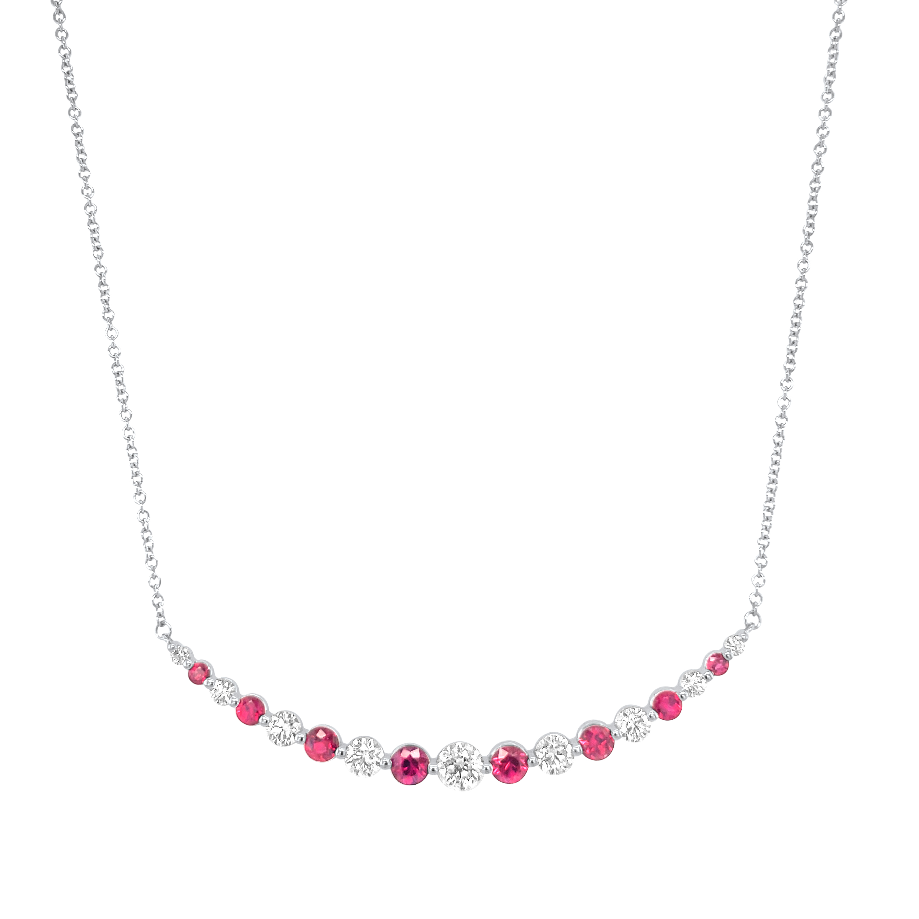 Ruby & Diamond Smiley Bar Necklace