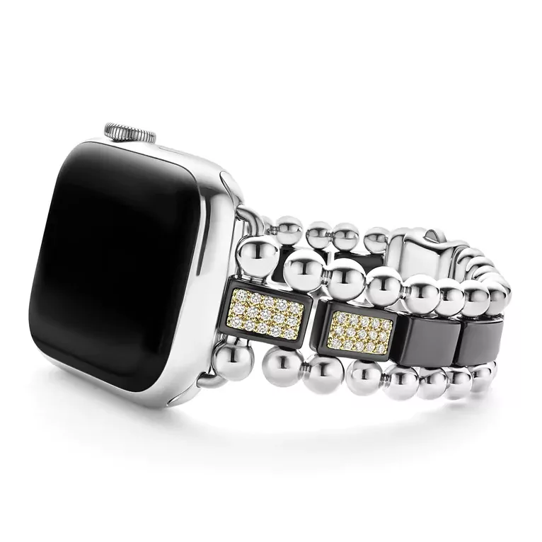 Lagos Smart Caviar Black Ceramic Half Diamond Watch Bracelet38mm