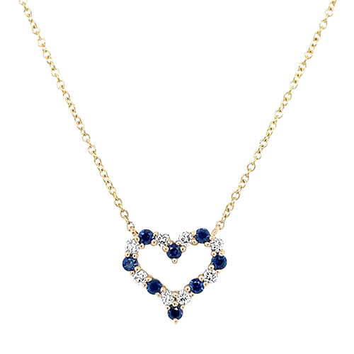 Sapphire & Diamond Heart Necklace