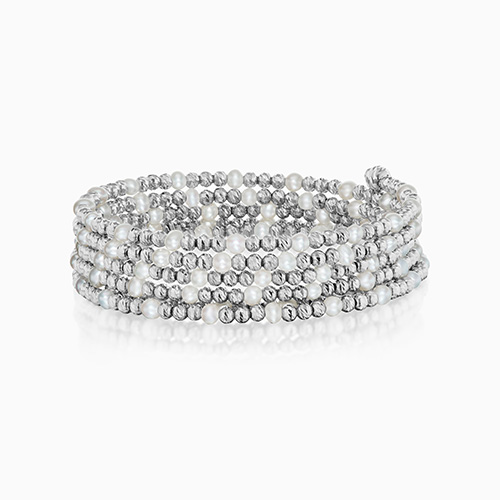 Platinum & Pearl Debut 6-Row Beaded Bracelet