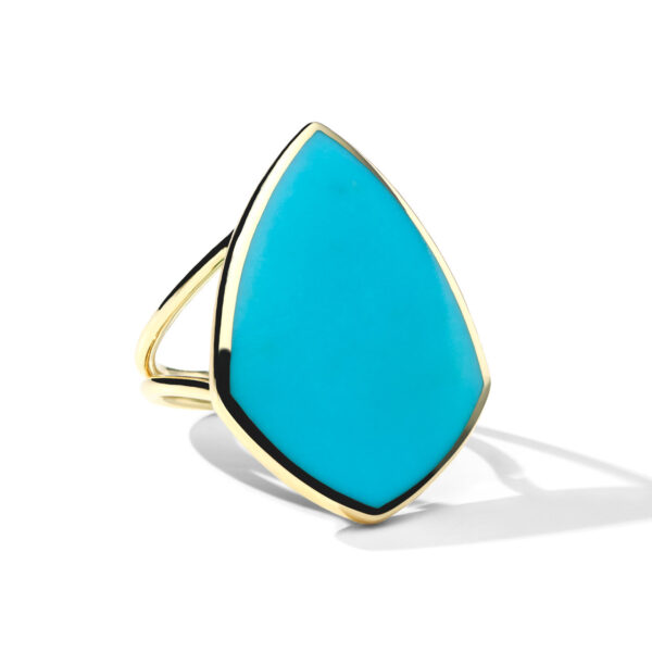 Kite-Shaped Rock Candy Turquoise Ring in 18K Gold