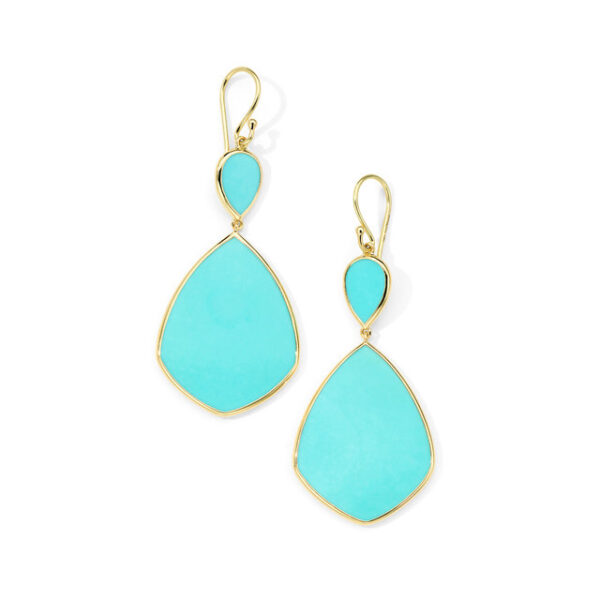 Large Snowman Rock Candy Turquoise Earrings in 18K Gold