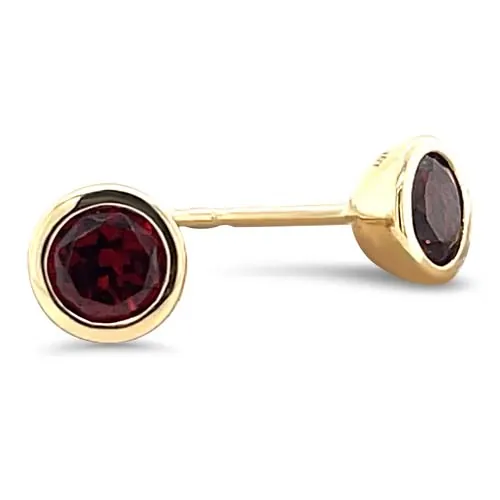 Bezel Set Garnet Studs