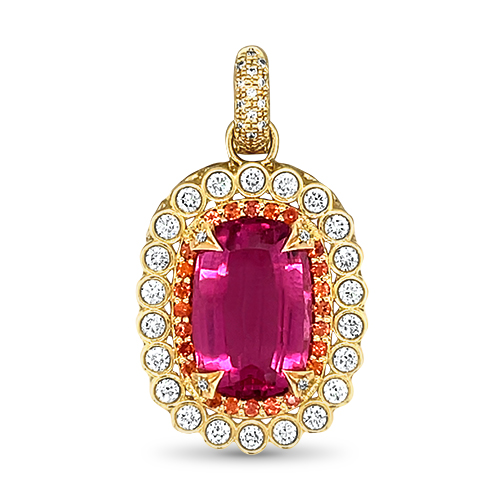 11.59ct Rubellite, Orange Sapphire & Diamond Enhancer