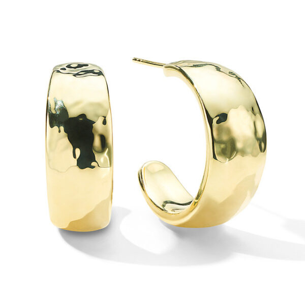 925 E.F. Classico Thick Hammered Round Hoop Earrings