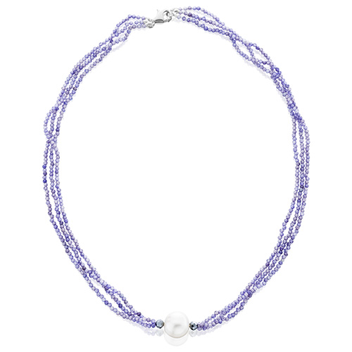 Purple Zircon and Freshwater Pearl Necklace