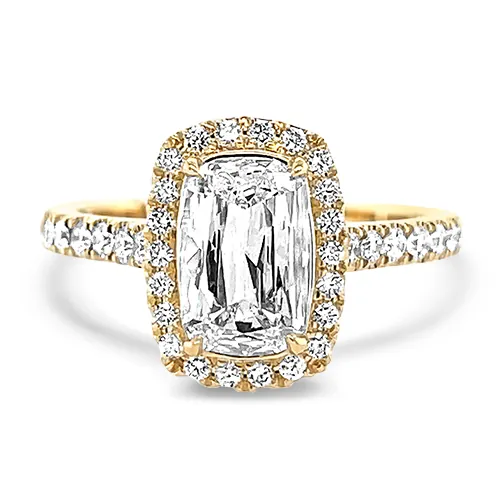 Underwood's Designs 18kt YG 1.02ct Cushion Cut Diamond Ring, front view (130024813)