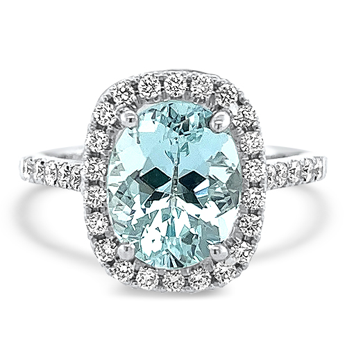2.65ct Aquamarine Diamond Halo Ring