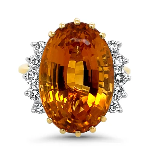 Estate Citrine & Diamond Ring