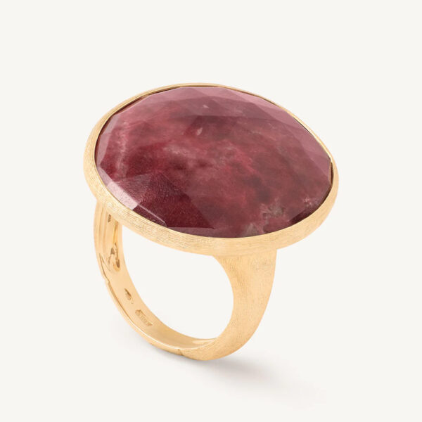 18K Yellow Gold Lunaria Color Cocktail Ring With Thulite