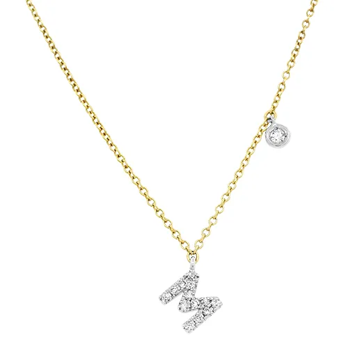 M initial diamond necklace deals