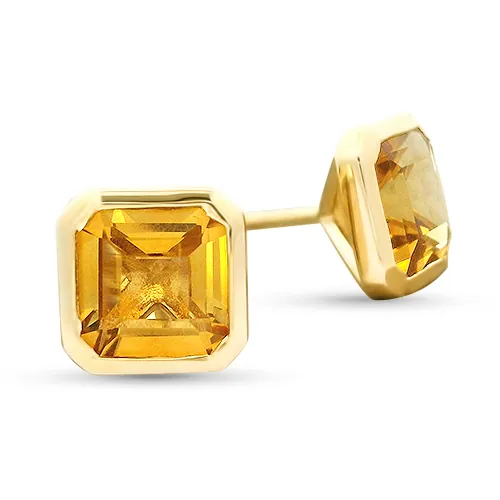 Bezel Set Citrine Studs