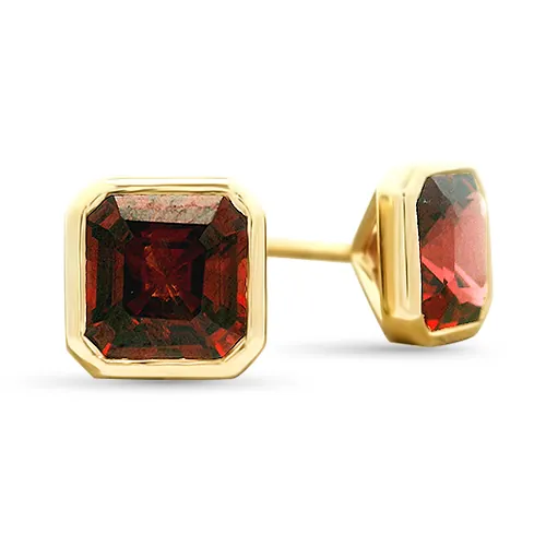 Bezel Set Garnet Studs