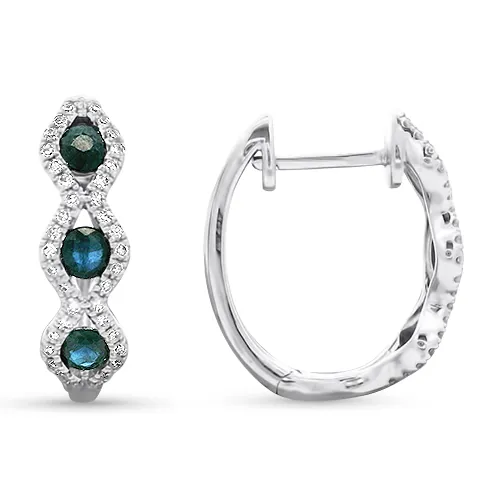 Sapphire & Diamond Halo Hoops