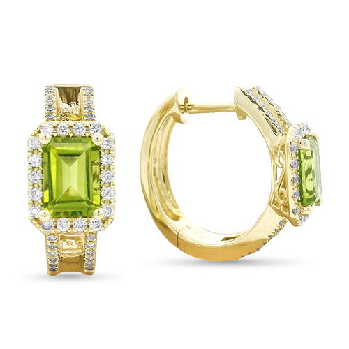 Peridot & Diamond Halo Hoops