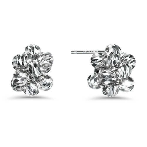 Platinum Born Meteorite Beaded Stud Earrings - Underwoods Jewelers