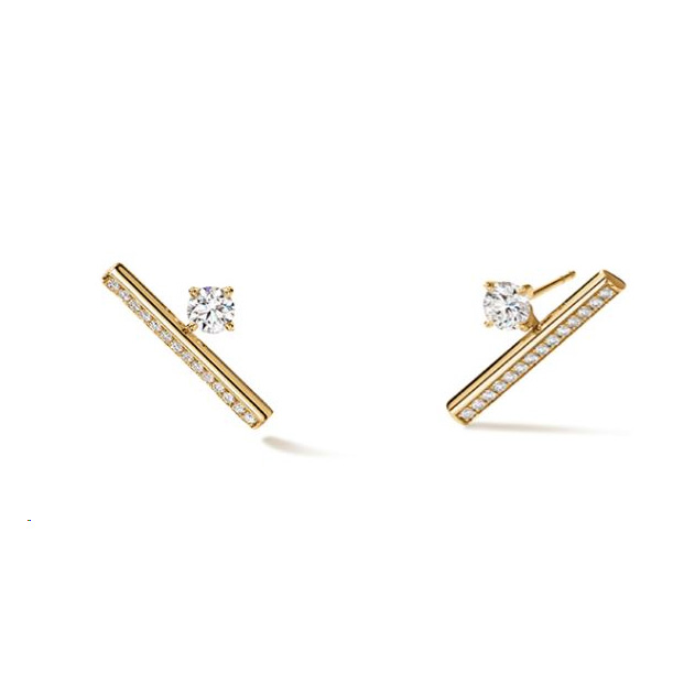 18KYG Barre Floating Single Diamond Earrings - Underwoods Jewelers