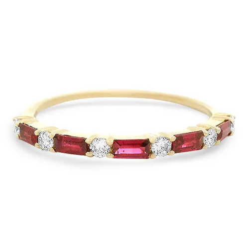 Baguette Ruby & Diamond Band