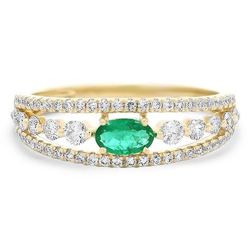 Emerald & Diamond Stacking Band Ring