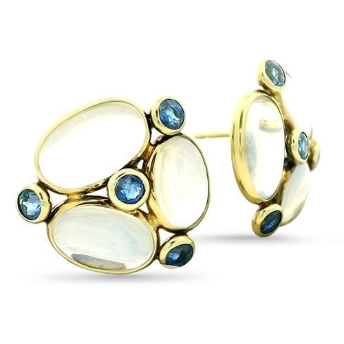 Moonstone & Kyanite Stud Earrings - Underwoods Jewelers
