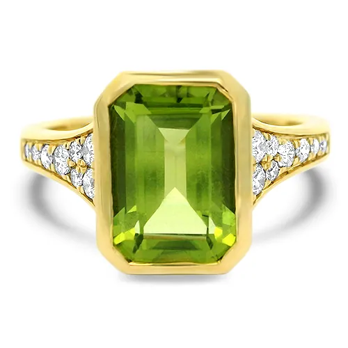 Bezel Set Peridot & Diamond Ring