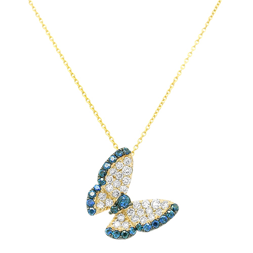 Sapphire & Diamond Butterfly Pendant