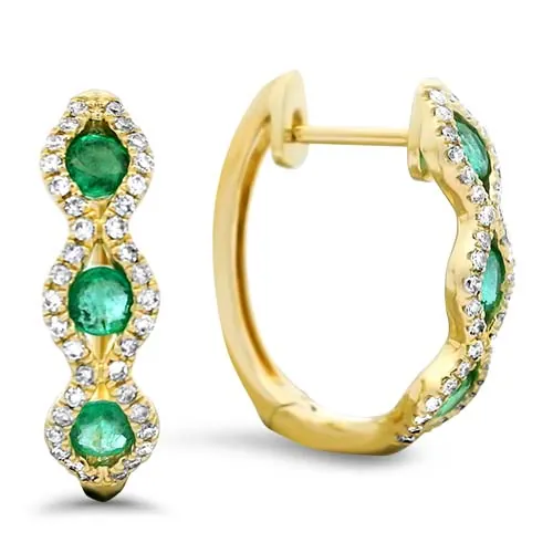 Emerald & Diamond Hoops