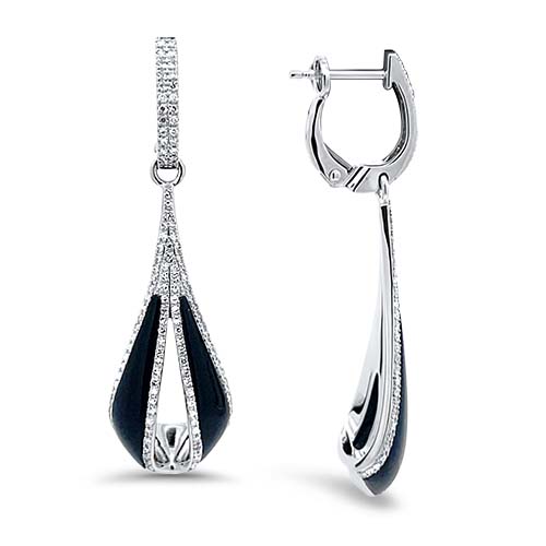 Black Onyx & Diamond Dangle Earrings