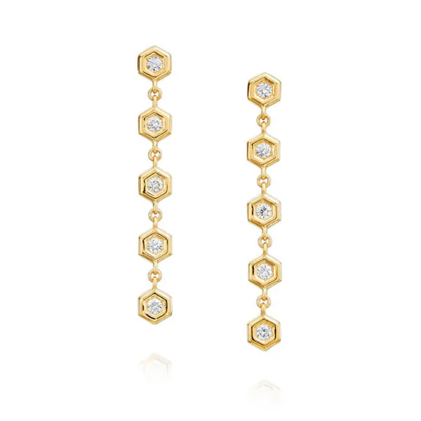 Diamond Honeycomb Dangle Earrings