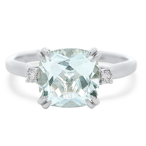 Aquamarine Ring with Diamond Accents