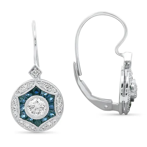 Sapphire & Diamond Leverback Earrings