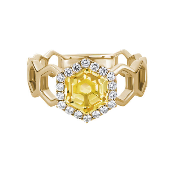 Honeycomb Citrine Ring