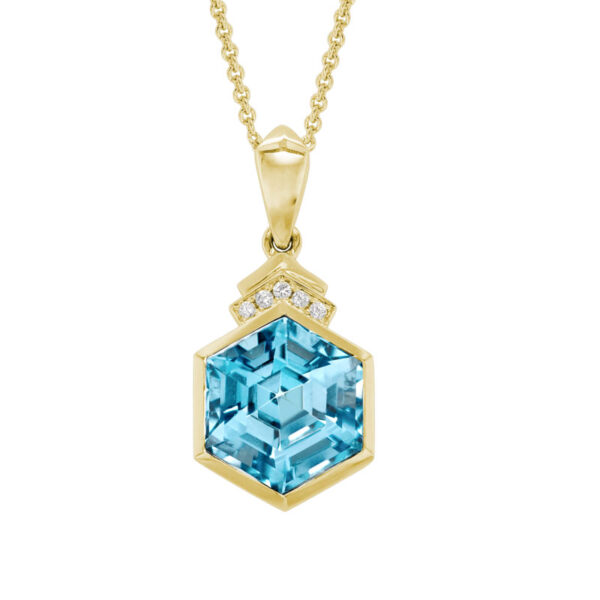 Hexagon Blue Topaz Pendant