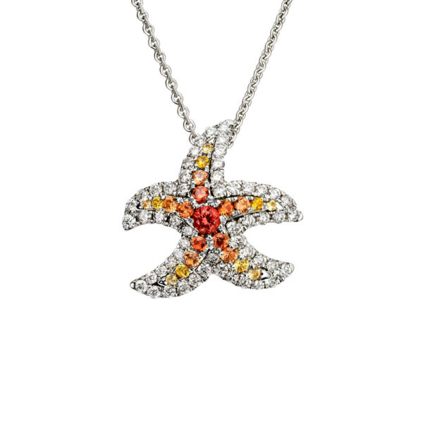 Yellow & Orange Sapphire Starfish Necklace