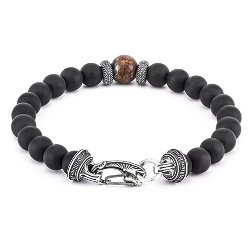 WILLIAM HENRY “CLAN” ONYX & MAMMOTH THOOTH BEADED BRACELET