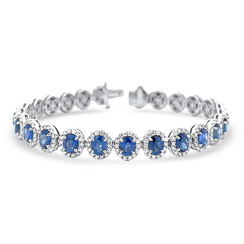 Oval Sapphire & Diamond Halo Bracelet