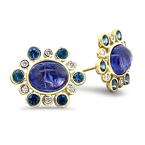 Tanzanite, Sapphire & Diamond Earrings