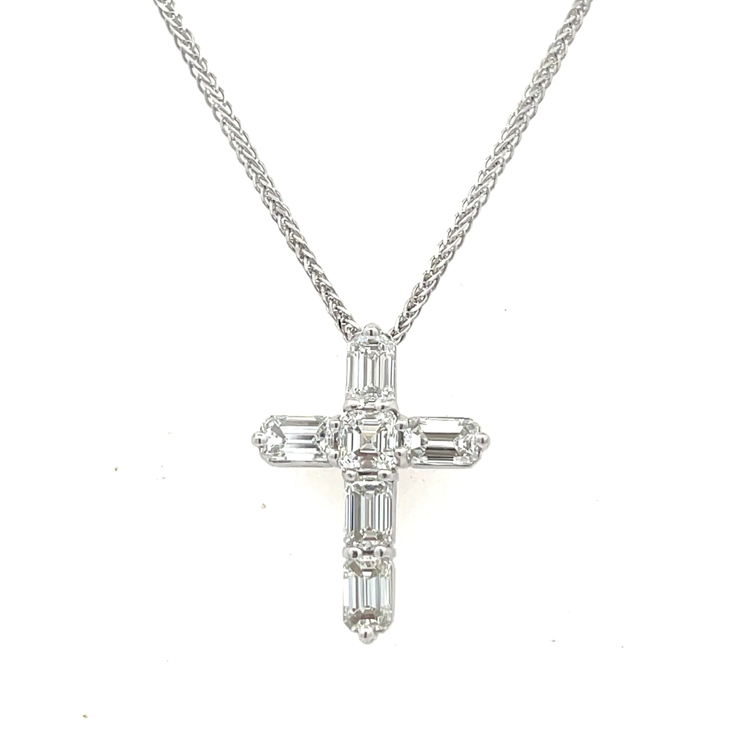 Emerald Cut Diamond Cross Pendant Underwoods Jewelers