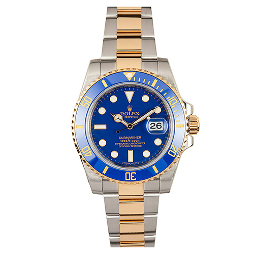 Reconditioned 40mm Stainless Steel & Gold Submariner with Blue Dial & Index