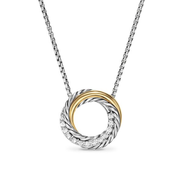 Crossover Pendant Necklace with Diamonds