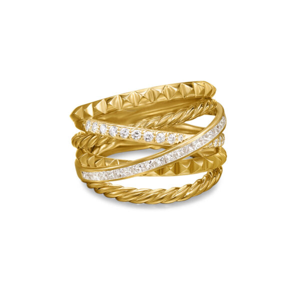 Crossover Trio Six Row Ring with Diamonds