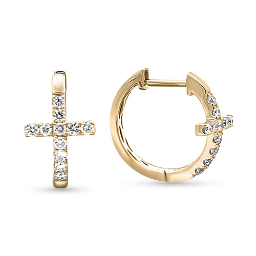Diamond cross huggie earrings on sale