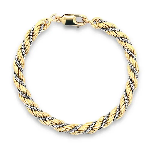 Two Tone Gold Rope Chain Bracelet - Underwoods Jewelers Two Tone Gold Rope Chain Bracelet - Underwoods Jewelers