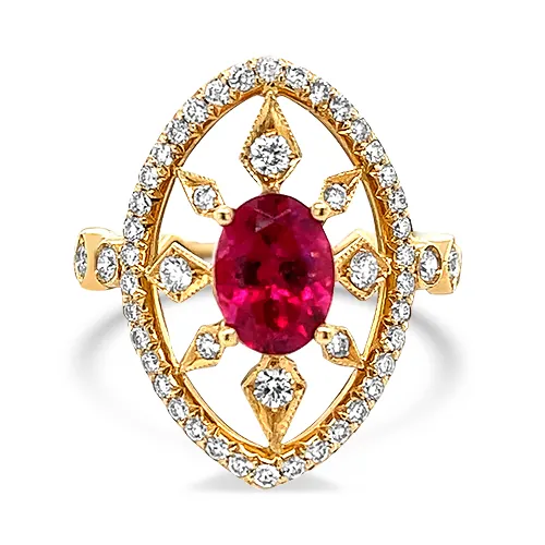 Rubellite and Diamond Sol Ring