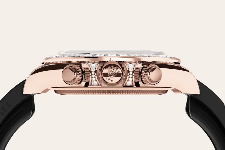Rolex Cosmograph Daytona in 18 kt Everose gold with lugs set with diamonds, M126535TBR-0002 - Underwood Jewelers