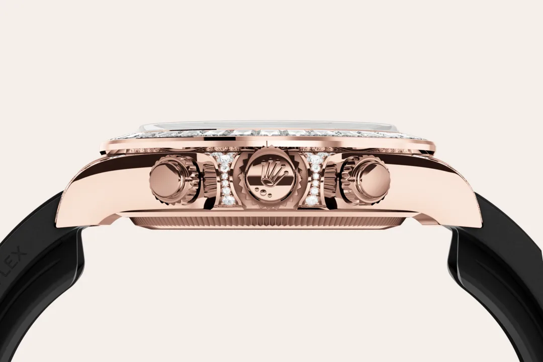 Rolex Cosmograph Daytona in 18 kt Everose gold with lugs set with diamonds, M126535TBR-0002 - Underwood Jewelers