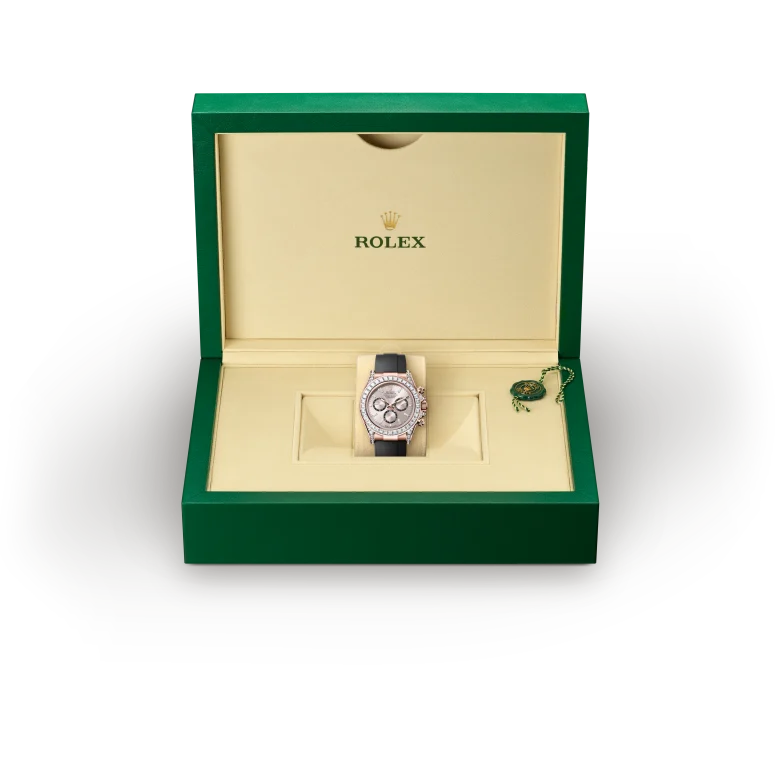 Rolex Cosmograph Daytona in 18 kt Everose gold with lugs set with diamonds, M126535TBR-0002 - Underwood Jewelers